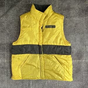 Women's Vintage Y2K Polo Ralph Lauren Jeans Co Zip Yellow Gray Puffer Vest Sz L